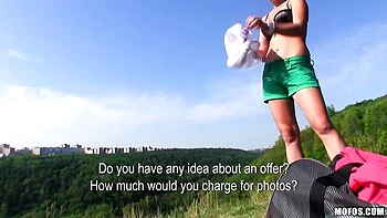 Outdoor fuck in the missionary pose with a hot brunette Tess