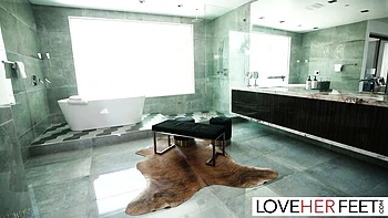 Well-proportioned Millie Morgan and Savvy Suxx at foot worship movie