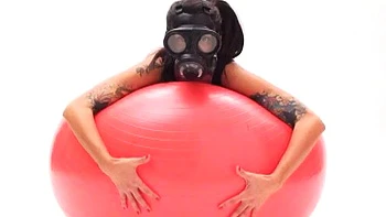 Masked chick getting naked and playing with a fitball: Babe, Stripchat  Brunette Porn