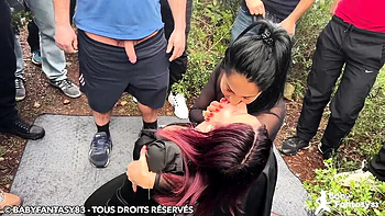 Babyfantasy83 & Mexicanna Forest Gangbang - Amateur MILF Blowjob & Cumshot Orgy