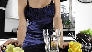 Beautiful MILF Roxy Mendez Has a Nice Round Ass and Likes to Masturbate in the Kitchen