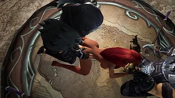 Redhead Elf has Threesome with 2 Hooded Guys : Warcraft Parody