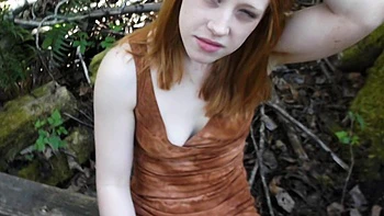 Redheaded Lucy Sky craves a raw fuck in that lush green forest