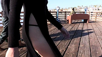 Shy Goth Exhibitionist - High Slit Sheer Dress Crotchless