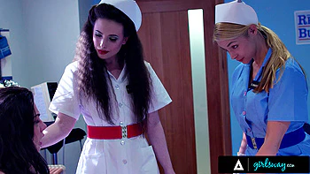 GIRLSWAY - Vulnerable Whitney Wright Eaten Out By Nurses Sarah Vandella & Casey Calvert