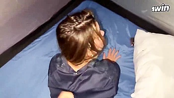 Amateur camping hook-up with super-hot platinum-blonde and her enormous caboose gets creampied - Blonde caught