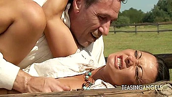 Kinky Brunette Girl Moans While Getting Her Ass Fucked Outdoors