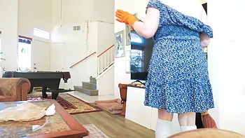 Best Milf Stepmom Fucks Stepson's Hard Cock While Cleaning In