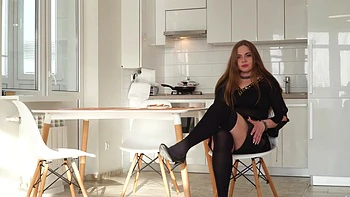 A mature russian woman with long hair fucks passionately with her lover