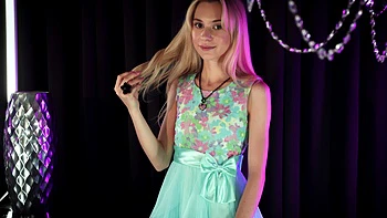 Skinny blonde teen Chanel Shortcake rides cock passionately