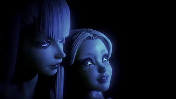 Lucy monta a Rebecca estilo cowgirl - parodia Cyberpunk