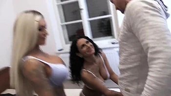 Mila & Mara Threesome Blowjob - Big Tits & Big Ass Tattooed German Babes