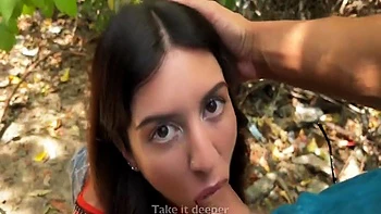 Pipe sauvage en extérieur avec inconnu et facial sur Katty