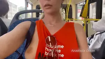 Flashing boobs in the city. Public