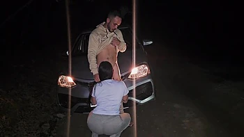 Having Sex In The Street With Two Female Passengers With Menage Trois