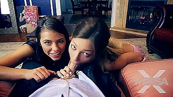 Stiefvater leidet beim Ficken eines jungen brünetten Teens