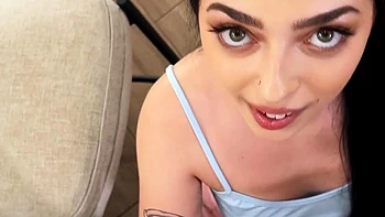 Dirty blonde in tight dress sucks cock like a pro