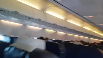 PUBLIC AIRPLANE Handjob and Blowjob