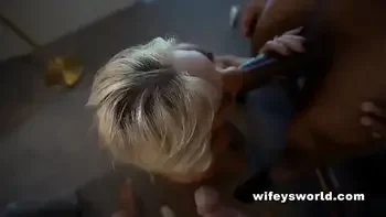 Horny Wifey Gets Pounded in BBC 3way Massive Creampie Cumshot