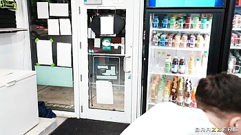 Kimmy Kimm and Jade Kimiko Suck Big Cock in Grocery Store