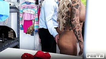 Hard office fuck with two blondes Kali Roses and Lola Cheeks